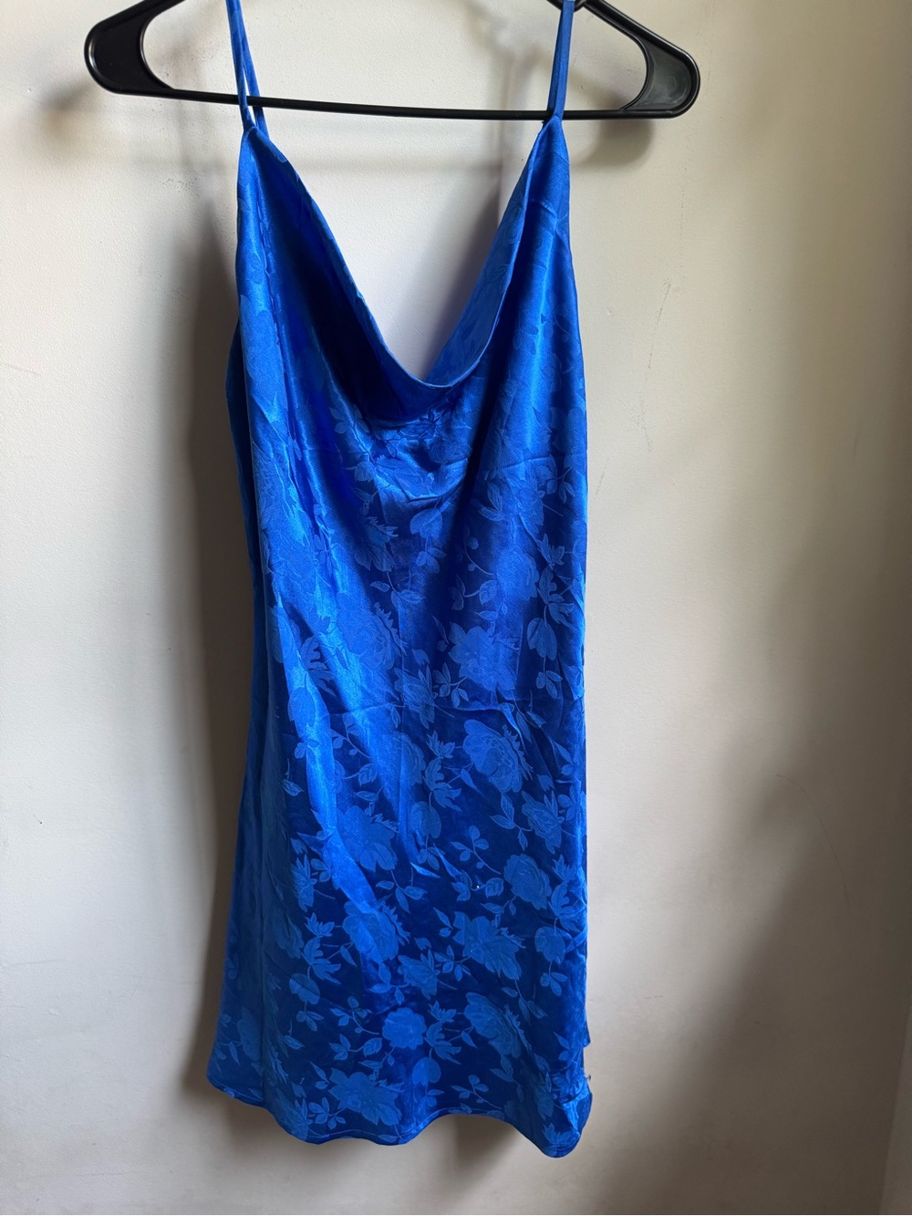 Lulu's Royal Blue Floral Satin Slip Dress